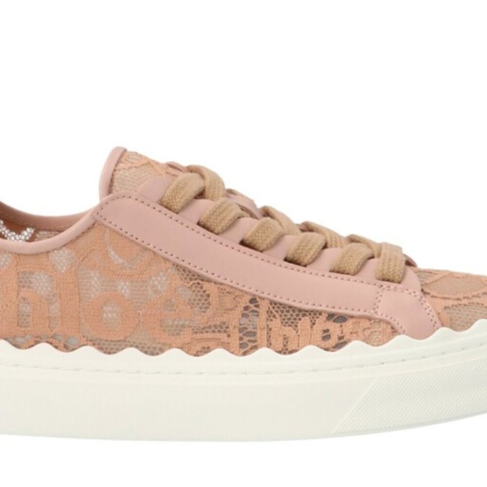 Chloé Lauren Lace Sneakers size 38W/ US 8W Pink Tea - Picture 10 of 10